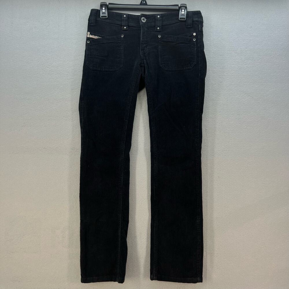 VTG Diesel Pants Women's Size 4/27 Black Corduroy Y2K Straight Preppy